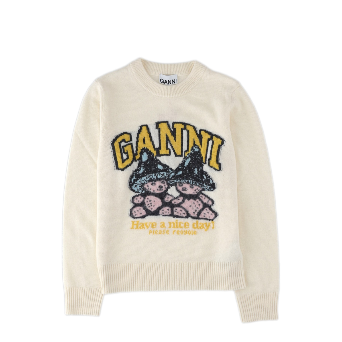 Graphic Wool Sweater Teddy Mushroom