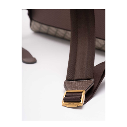 Medium Backpack in Beige and Dark Brown Fabric