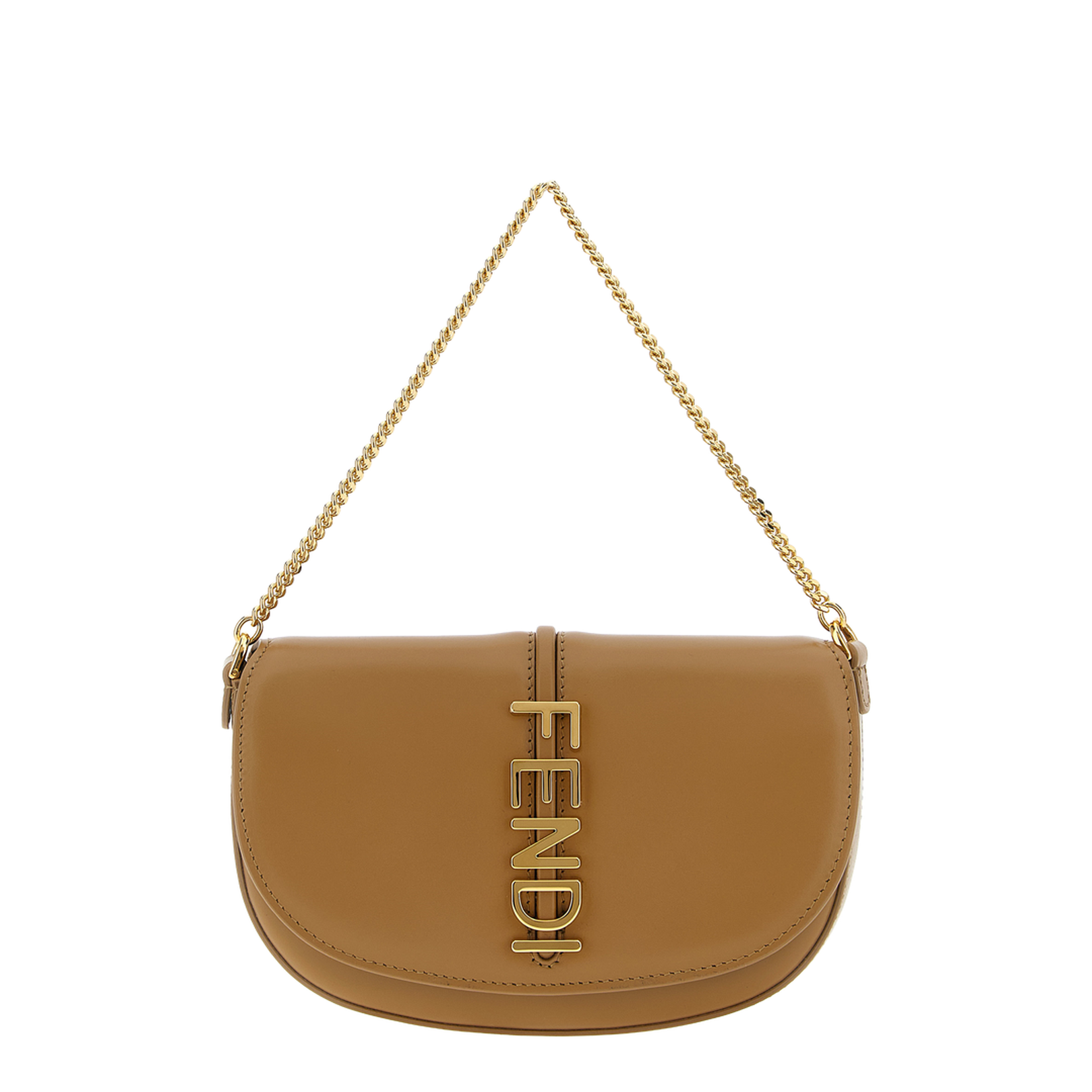 Wallet on Chain Leather Brown
