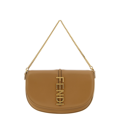 Wallet on Chain Leather Brown