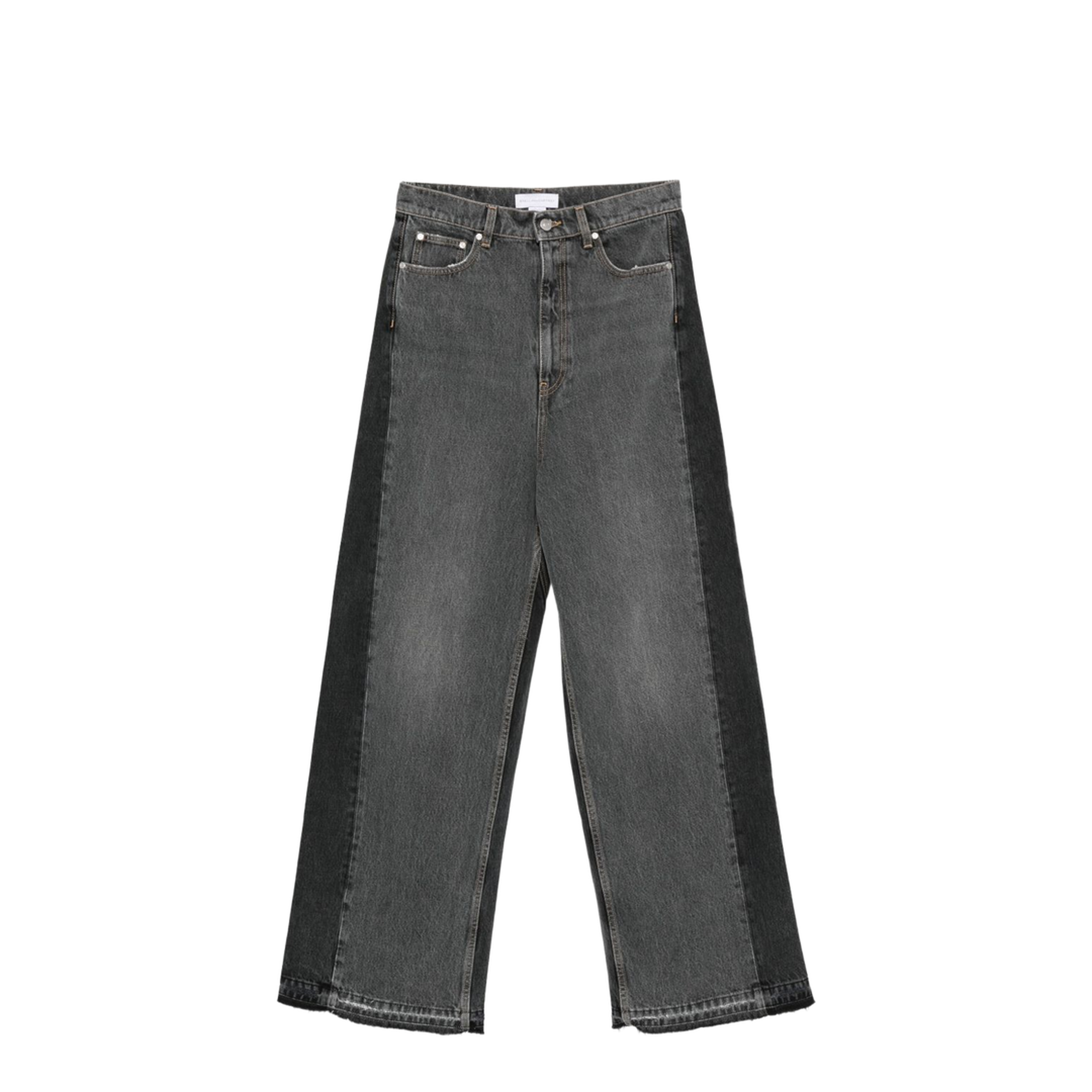 Two-Tone Black Wide-Leg Denim Jeans