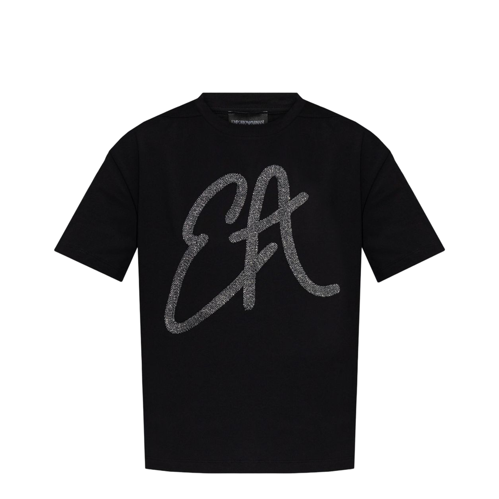 Cotton-Jersey T-Shirt with Oversized Lurex Logo