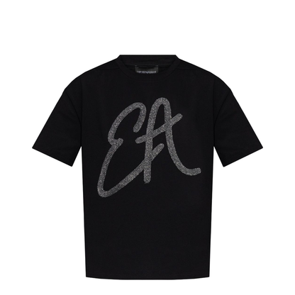 Cotton-Jersey T-Shirt with Oversized Lurex Logo