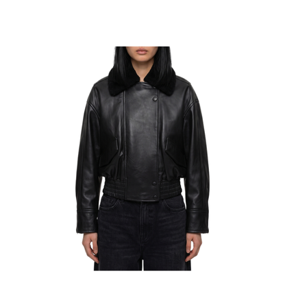 MAYFEYR - Ivy Oak - Black Lambskin Leather Bomber Jacket - IO11807130600079BK999