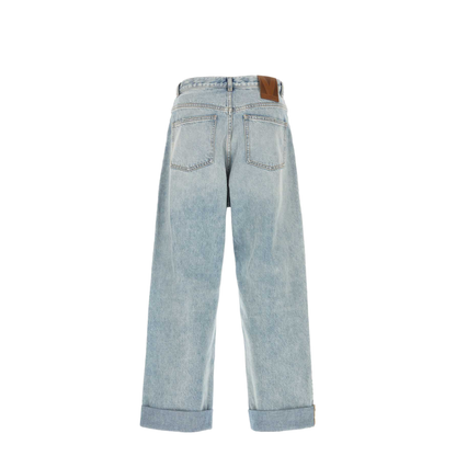 Blue Denim Wide Leg Jeans