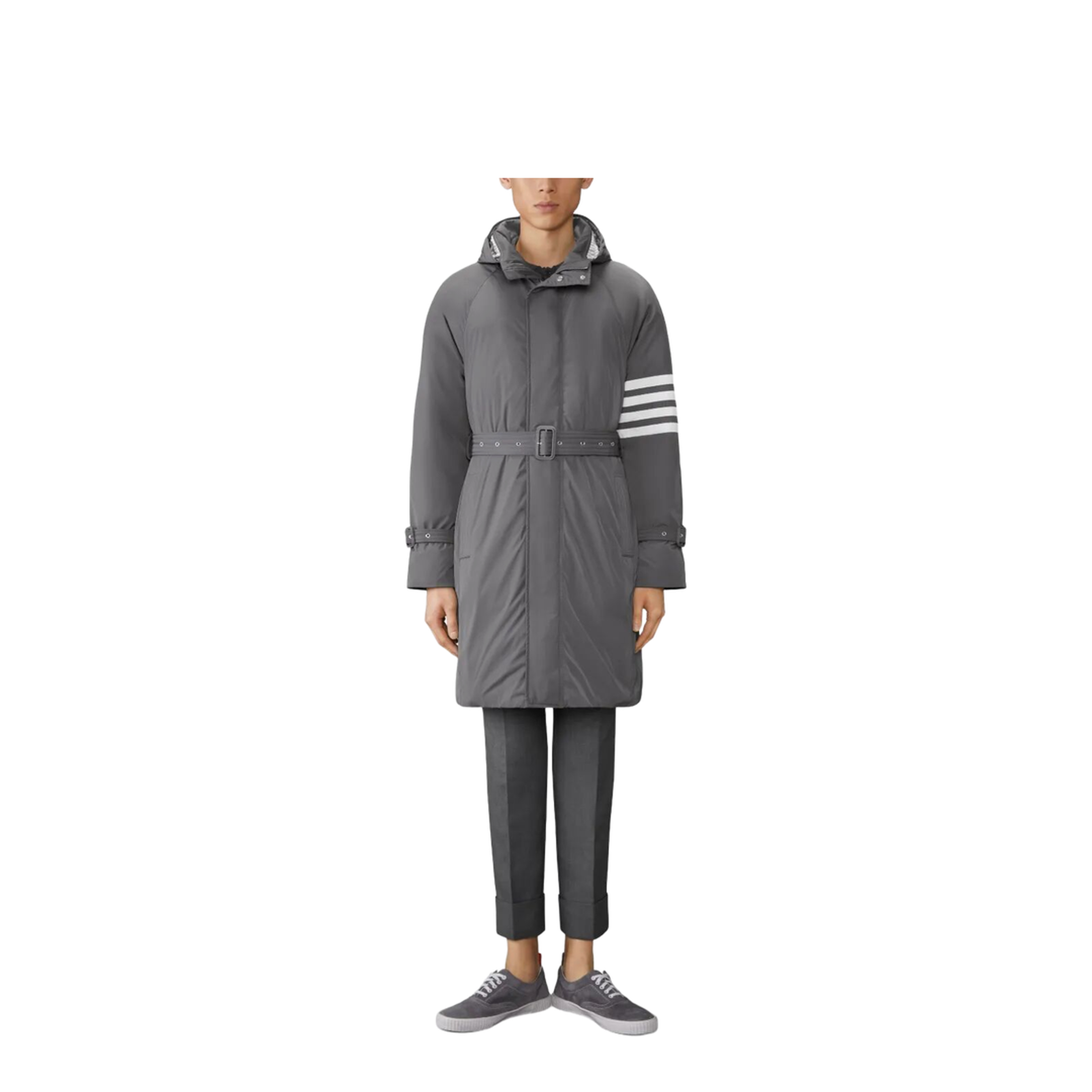 MAYFEYR - Thom Browne - Poly Twill 4-Bar Hooded Down Parka With Belt - MOD091X07259