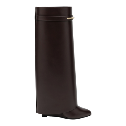 MAYFEYR - Givenchy - Shark Pinch Leather Boots In Ebony Brown - BE703XE1J7202