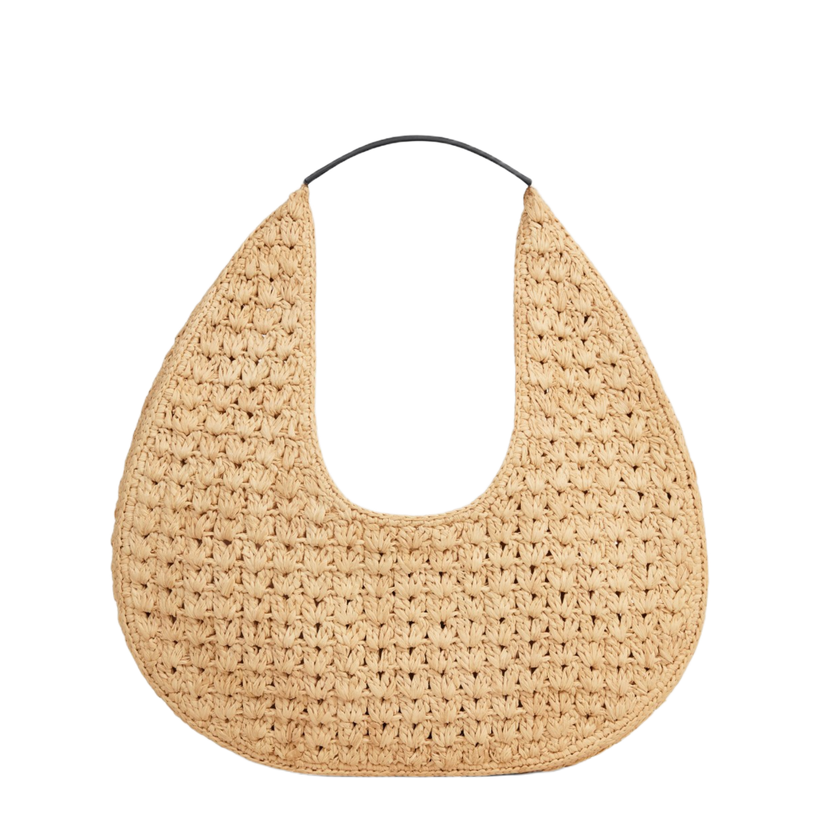 Classic Panier Hobo Bag in Raffia and Calfskin
