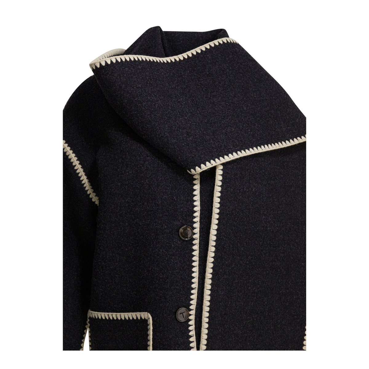 MAYFEYR - Toteme - Short Coat With Attached Scarf - 244WRO918FB0292083DARKGREYMELANGE