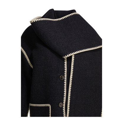 MAYFEYR - Toteme - Short Coat With Attached Scarf - 244WRO918FB0292083DARKGREYMELANGE