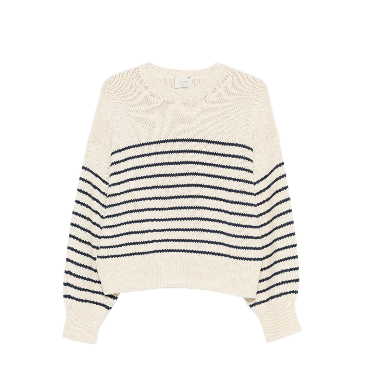 MAYFEYR - Alysi - Beige And Blue Striped Knitted Sweater - 216403P6048MENO