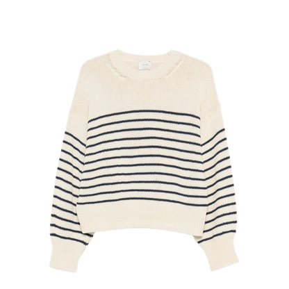 MAYFEYR - Alysi - Beige And Blue Striped Knitted Sweater - 216403P6048MENO