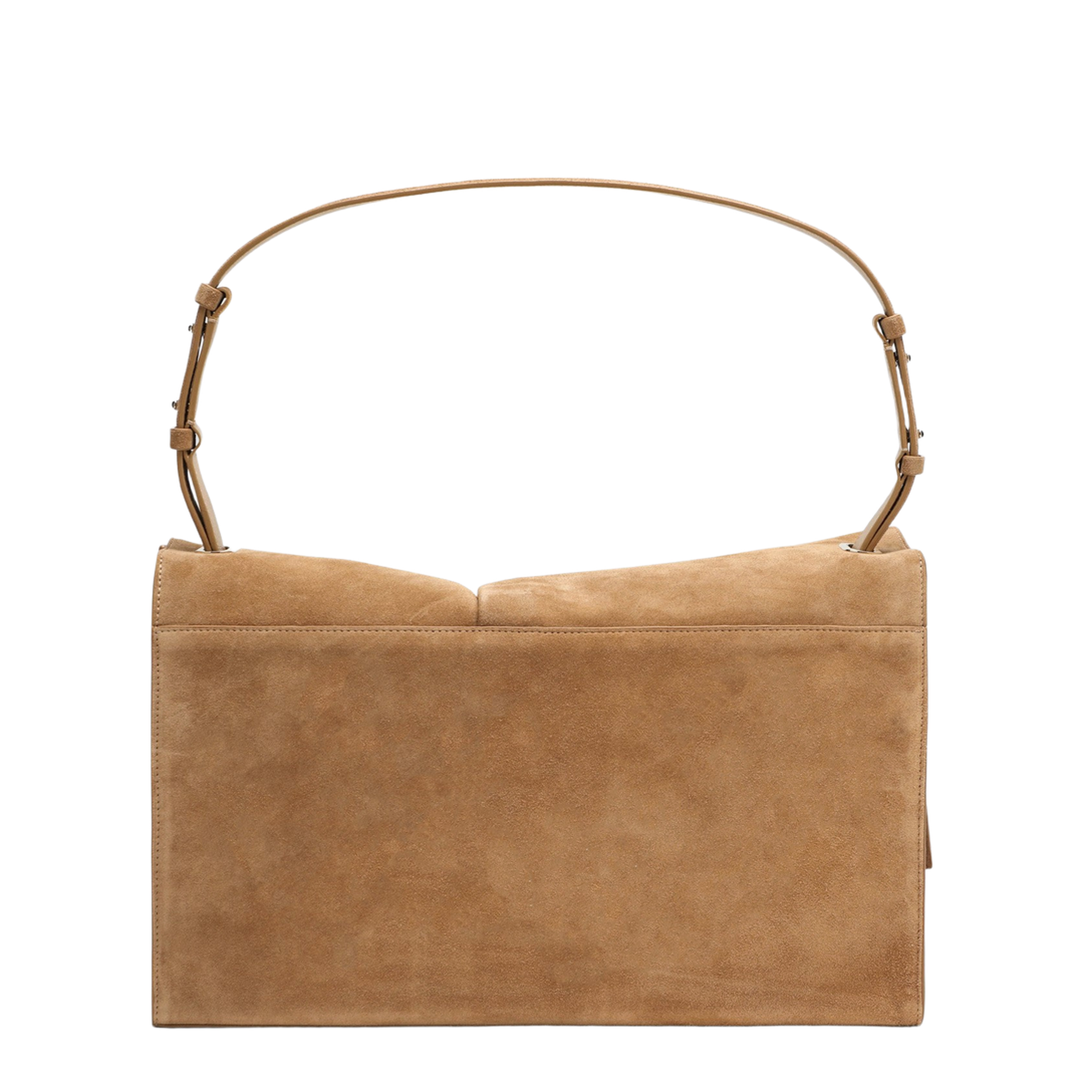 Baggy Small Beige Shoulder Bag in Suede
