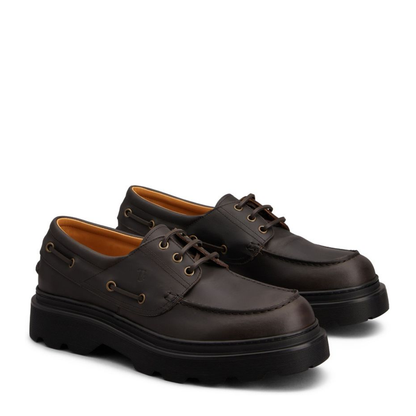 Coffee Brown Front Button Fastening Moc Stitching