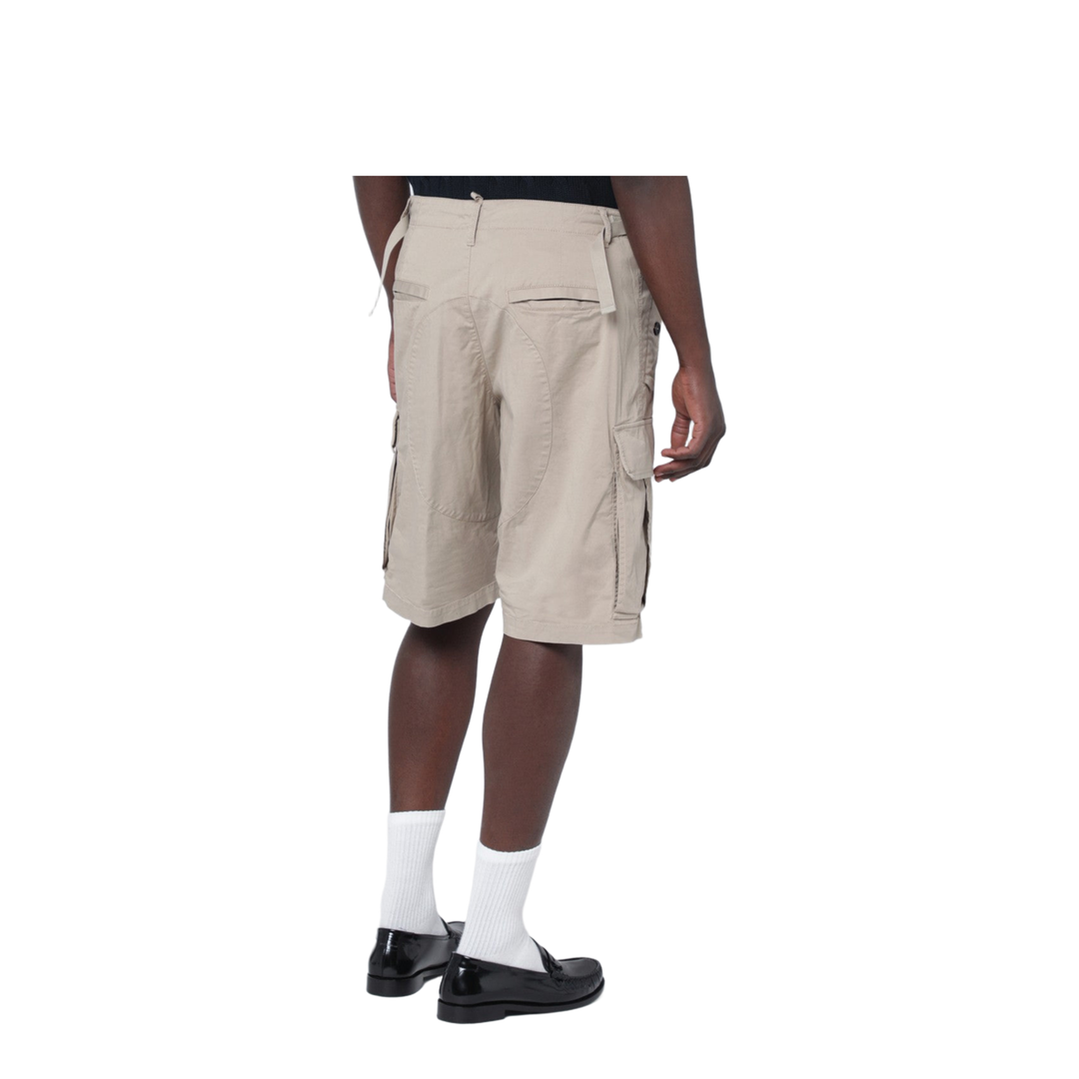 Beige Cotton-Blend Cargo Bermuda Shorts