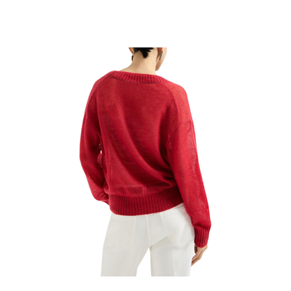 V-neck Knitted Sweater Red