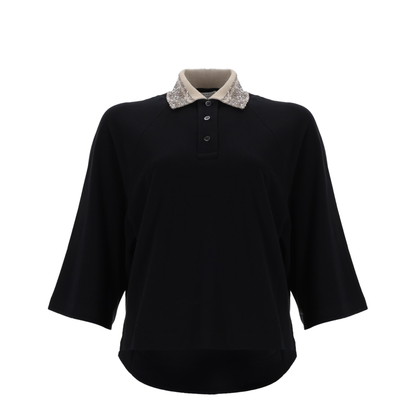 Polo Shirt with Dazzling Collar