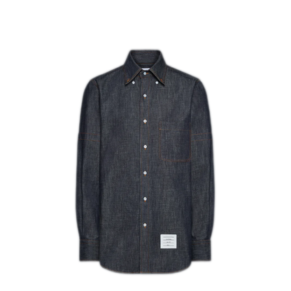 MAYFEYR - Thom Browne - L/S Bd Straight Fit Shirt With Rwb Inner Cuff Detail And Self Armband In Shirting Denim - MWL435SF1105415