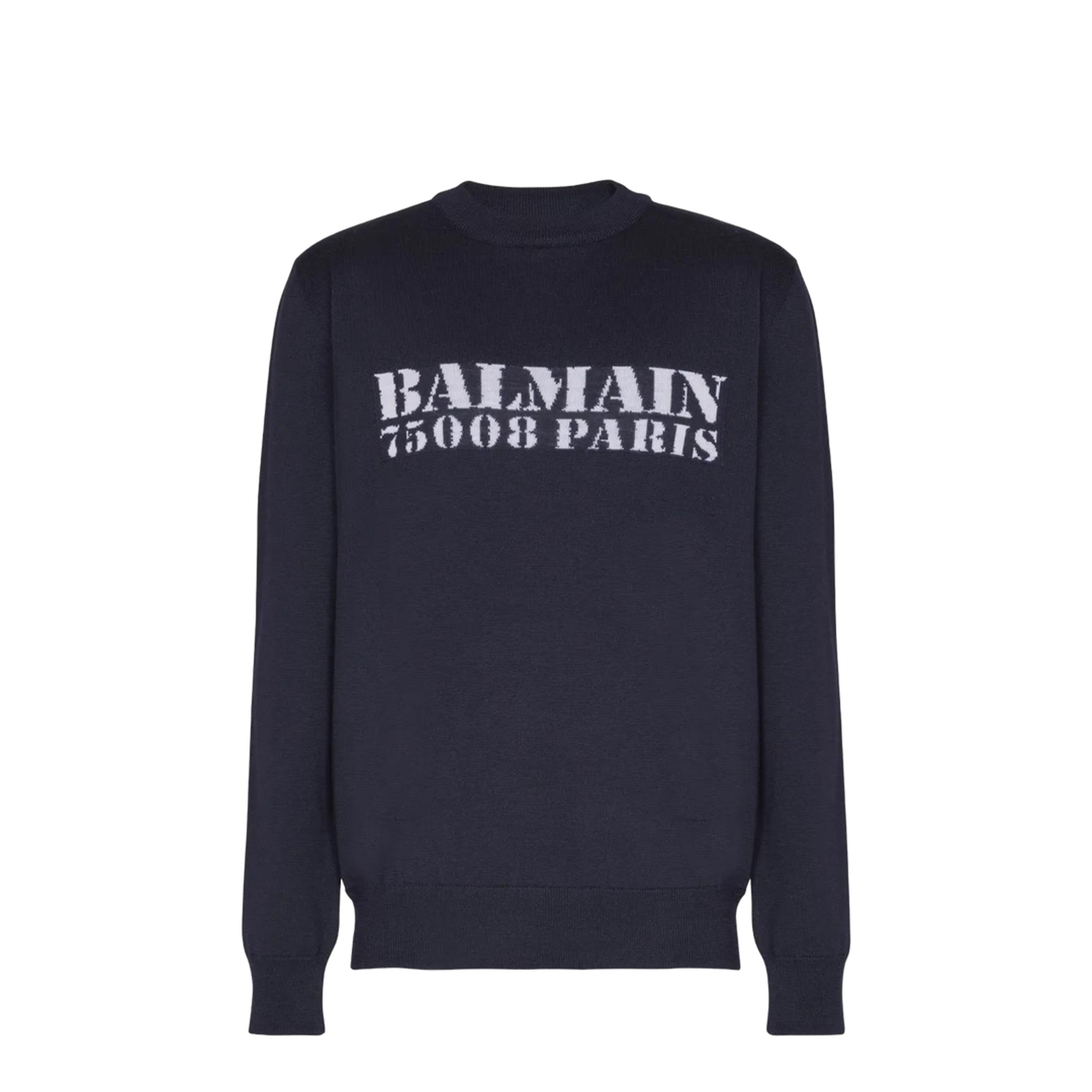 Wool Sweater with Logo Blue