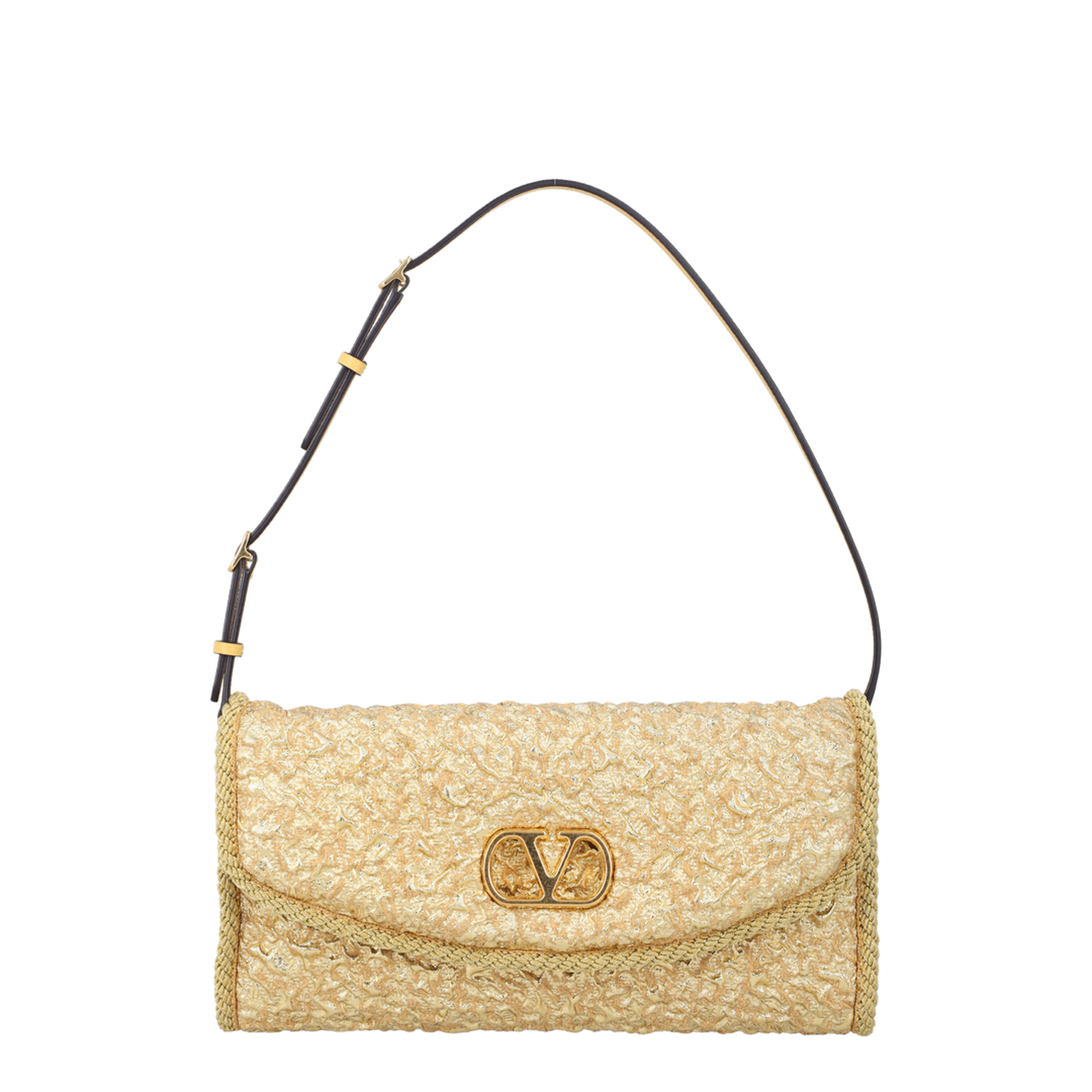 DeVain Small Cloqué Jacquard Shoulder Bag - Gold
