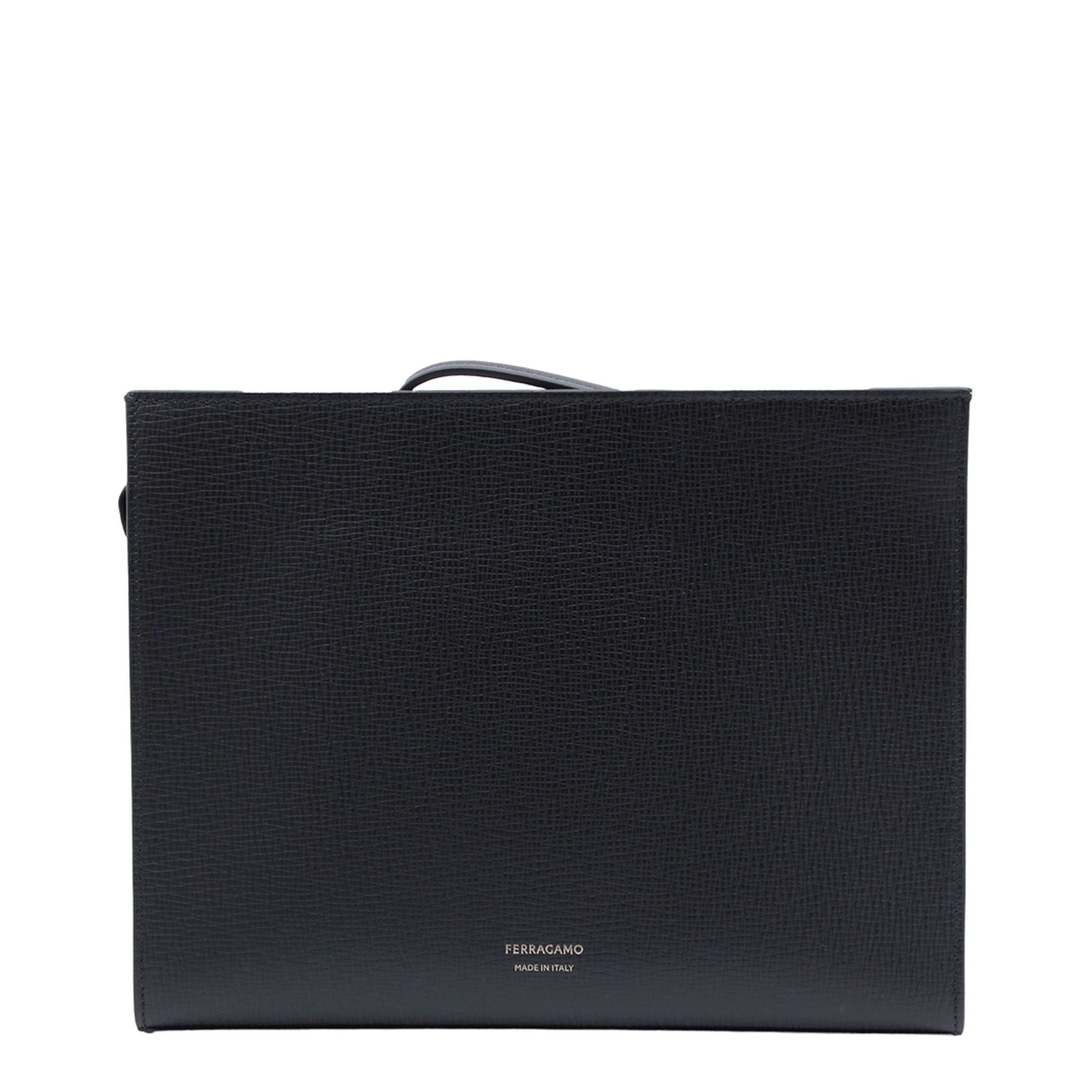 Gancini Hammered Calfskin Pouch - Nero