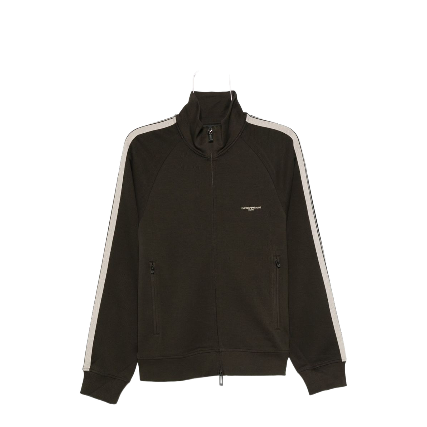 Full-Zip Sweatshirt in Jersey with Contrasting Bands