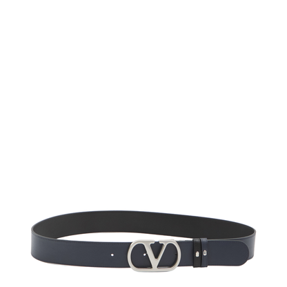 Black Belt with VLogo Buckle in Leather