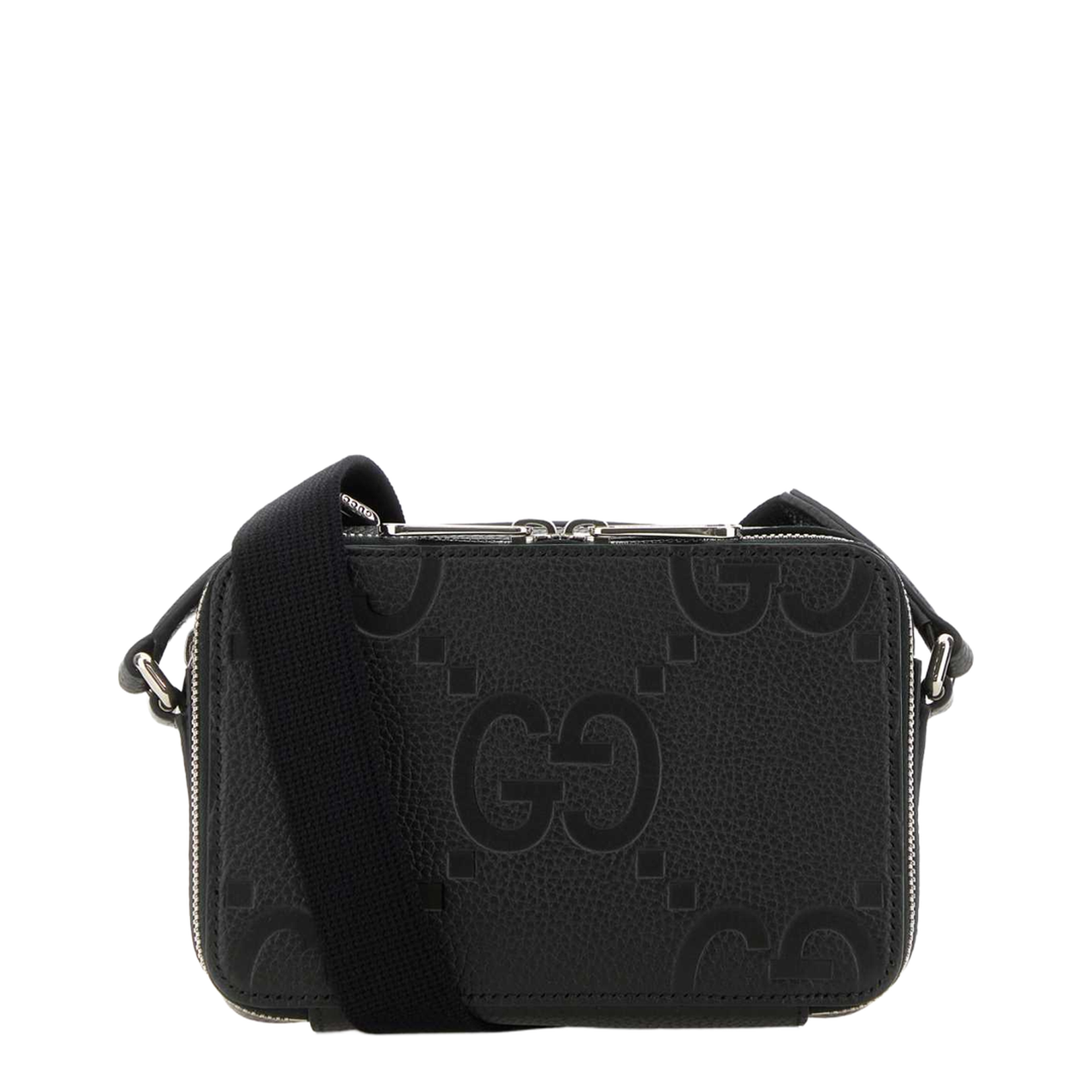 GG Jumbo Medium Leather Messeger Bag - Black