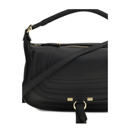 Marcie Small Calfskin Shoulder Bag - Black