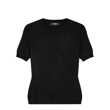 Logo V Jacquard Knit T-Shirt
