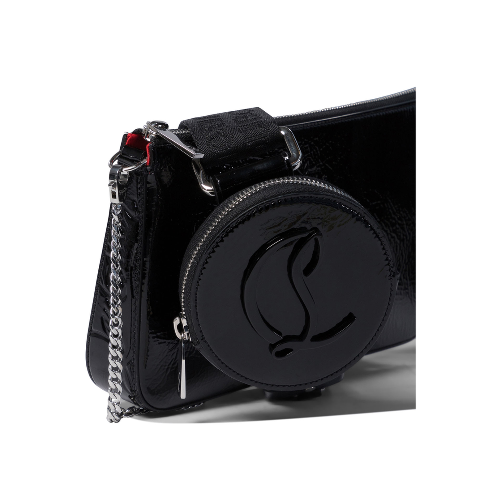 Adjustable Removable Nylon Strap Double Chain Bag with Zipper Pocket and Detachable Coin Purse