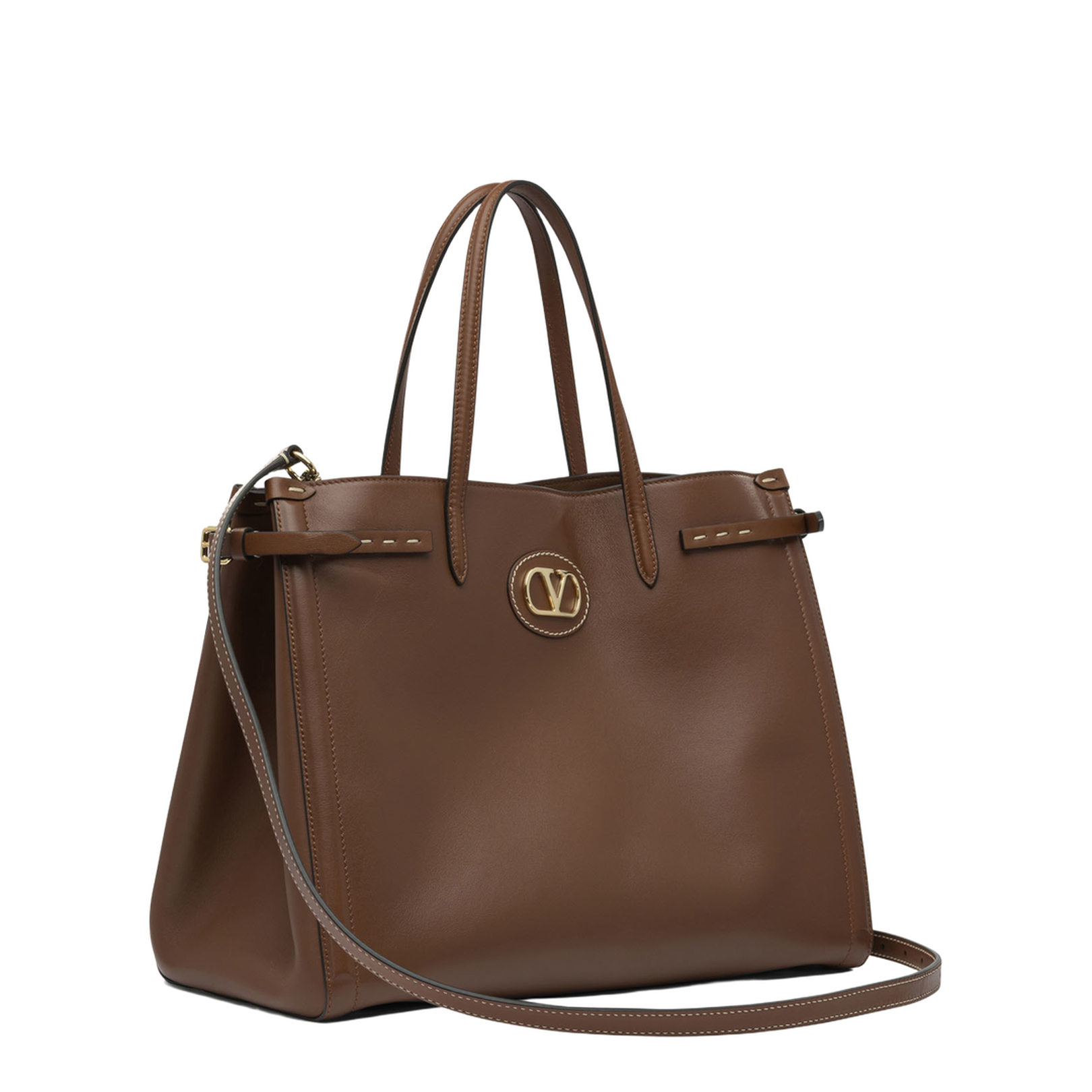 Structured Brown Calf Leather Shoulder