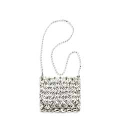 Mini Crystal Chainmail Bag - Silver