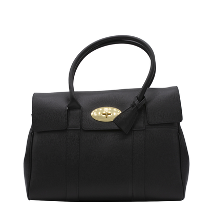 Bayswater Small Grain Leather Handbag - Black