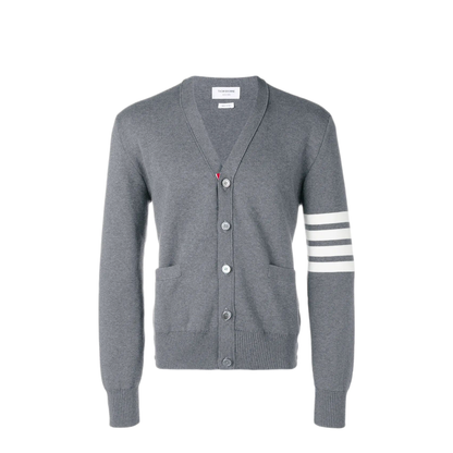 MAYFEYR - Thom Browne - 4-Bar V-Neck Cotton Cardigan - MKC171A00219035