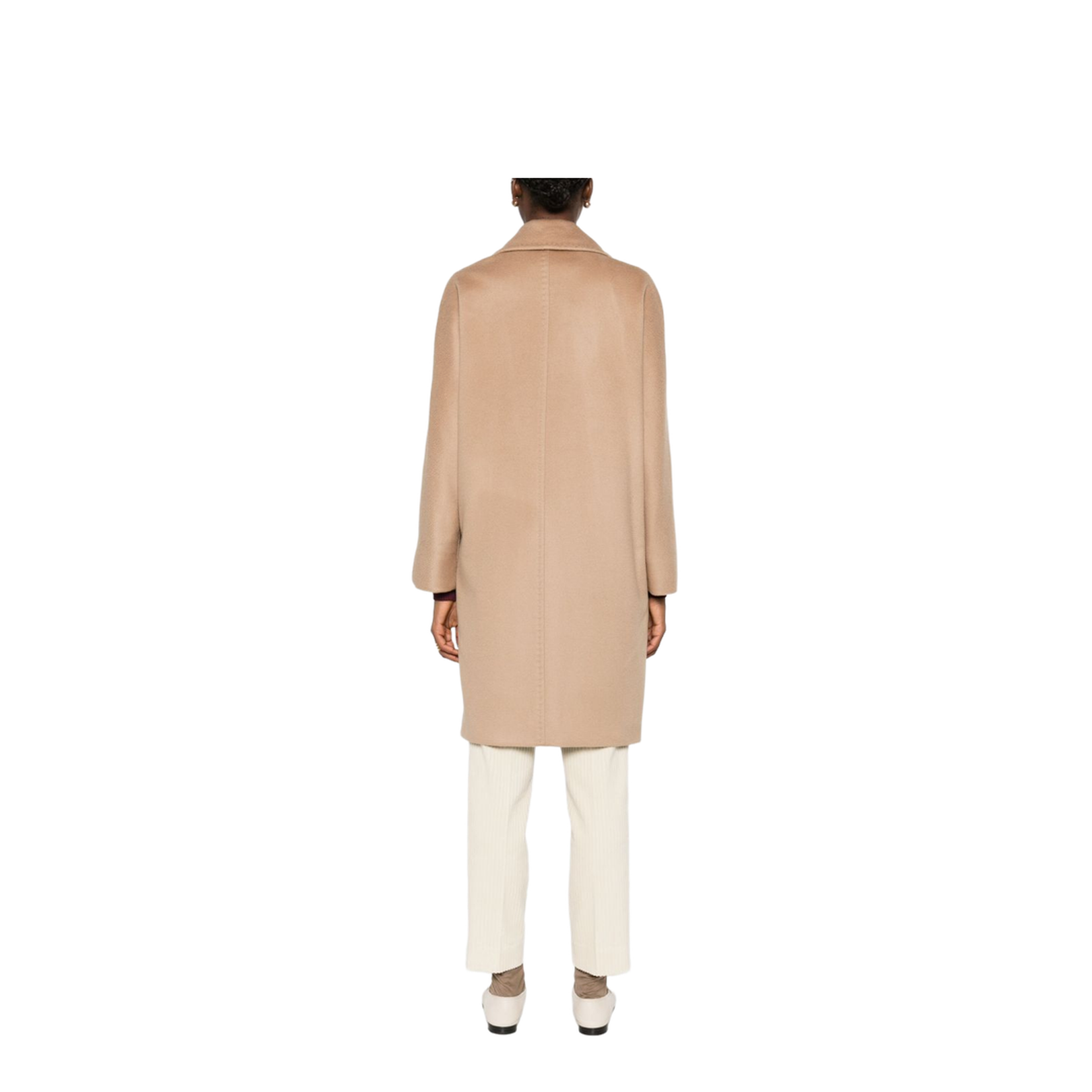 Double-breasted Wool Coat In Brown