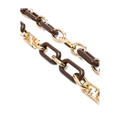 Chain Shoulder Strap - Gold Metal/Brown