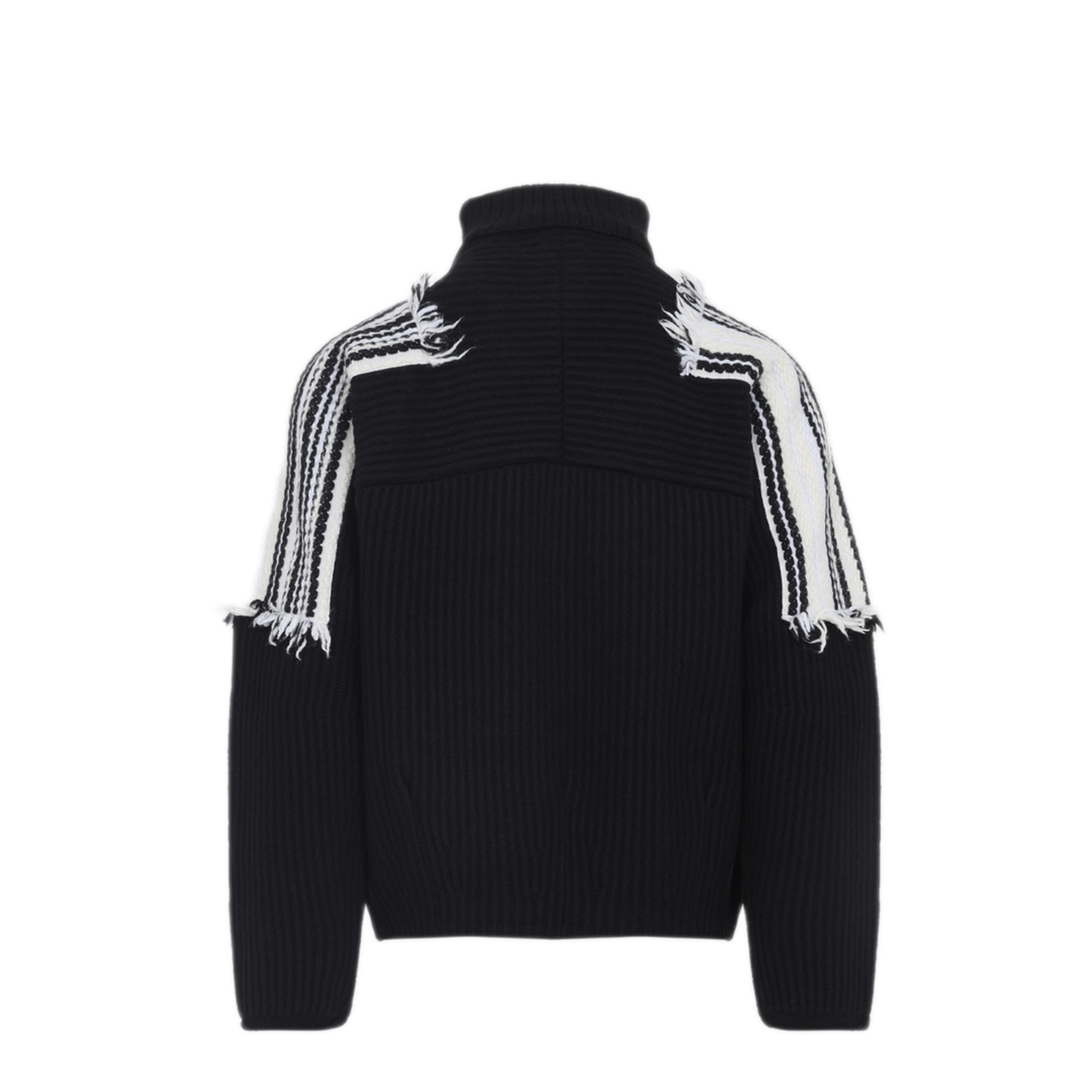 MAYFEYR - MORDECAI - Black Virgin Wool Jacquard Stripe Turtle Neck - 25A96MUK11013