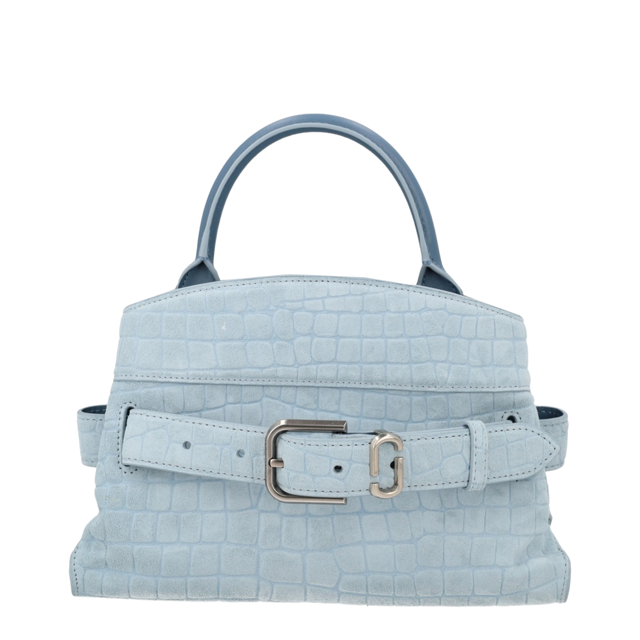 Dakota Small Crocodile-Embossed Italian Suede Satchel - Blue Mist