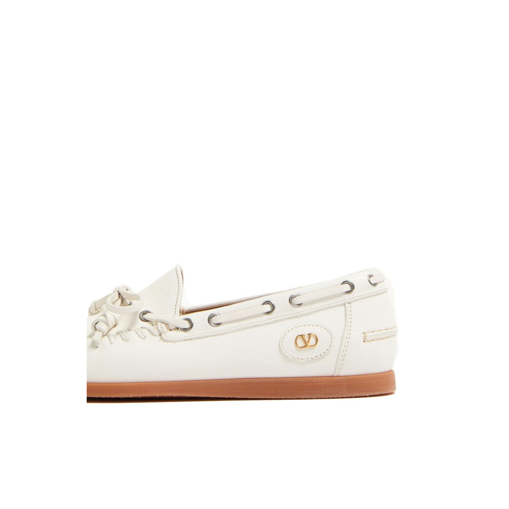 White Slip-On Style VLogo Signature Bow Detailing Flat Rubber Sole