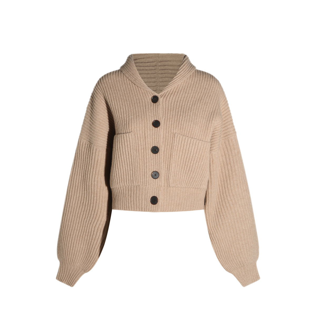 Ribbed Wool Cropped Cardigan