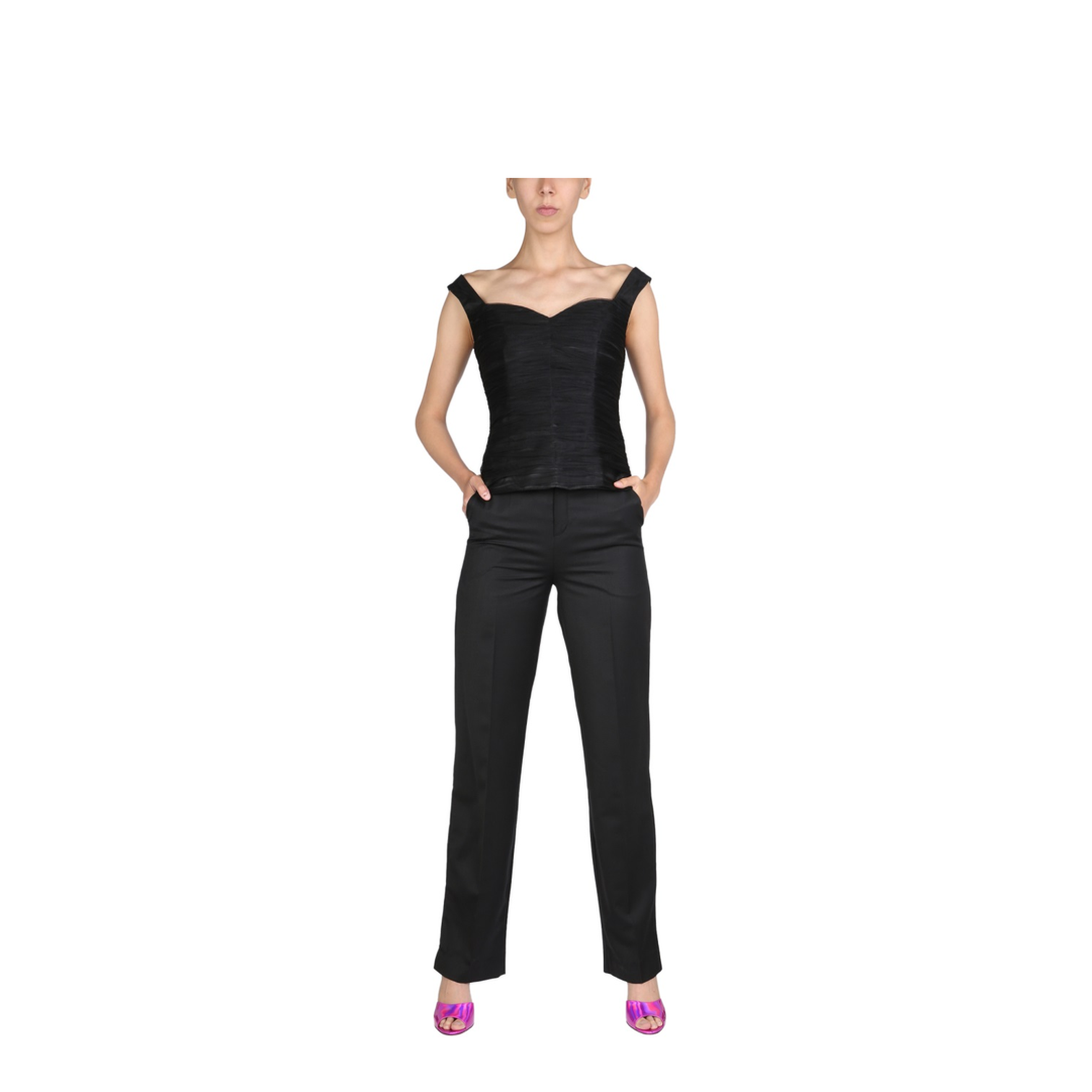 MAYFEYR - ANOUKI - Straight Leg Pants - ASS22N06PABKBLACK