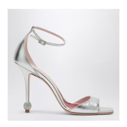 Silver Sandal with Jewelled Heel
