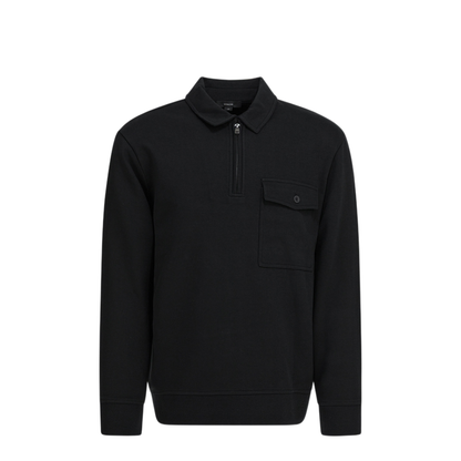 MAYFEYR - Vince - Cotton Blend Zippered Polo Shirt - M12779982A001BLK