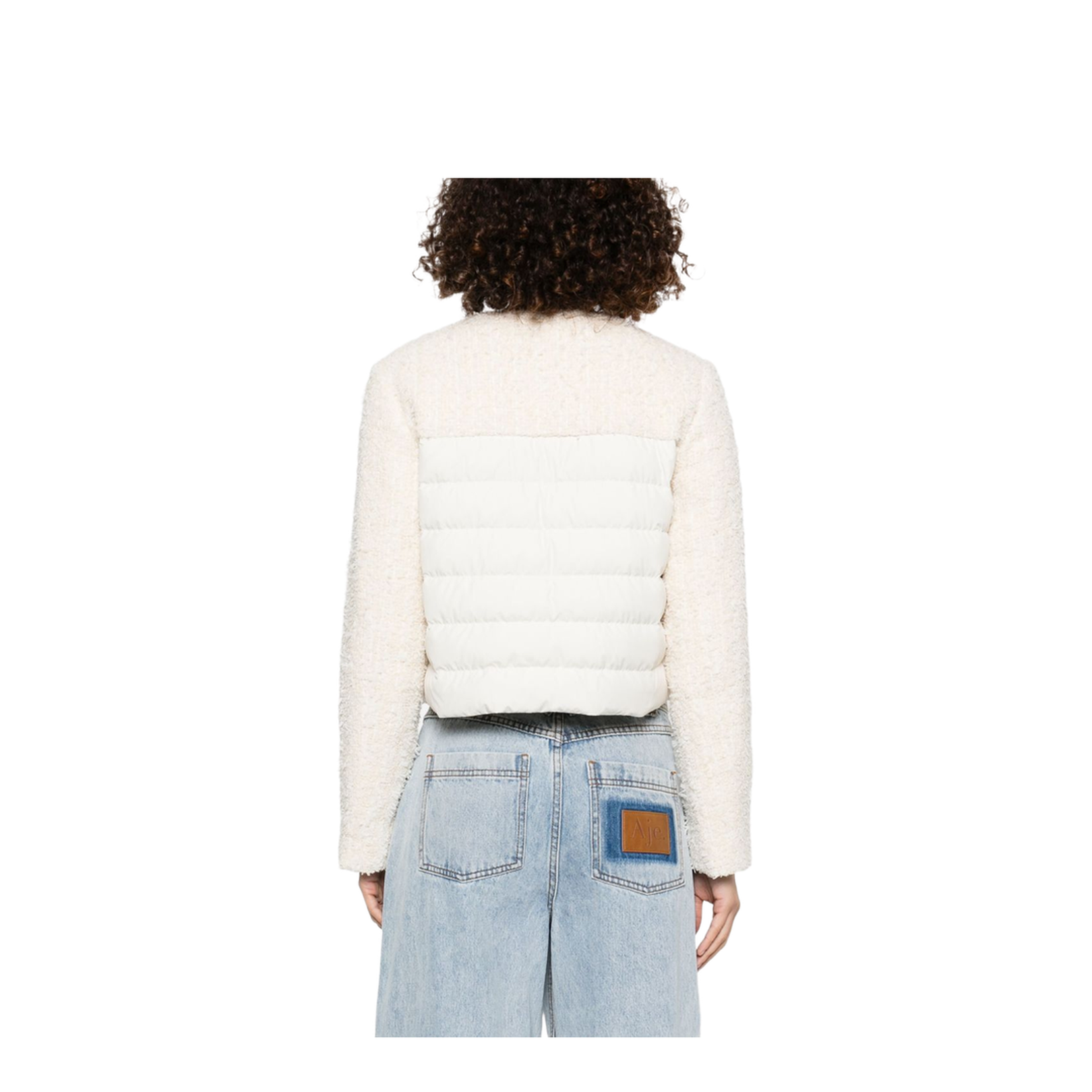 White Ivory Dauphin Tweed Short Down Jacket