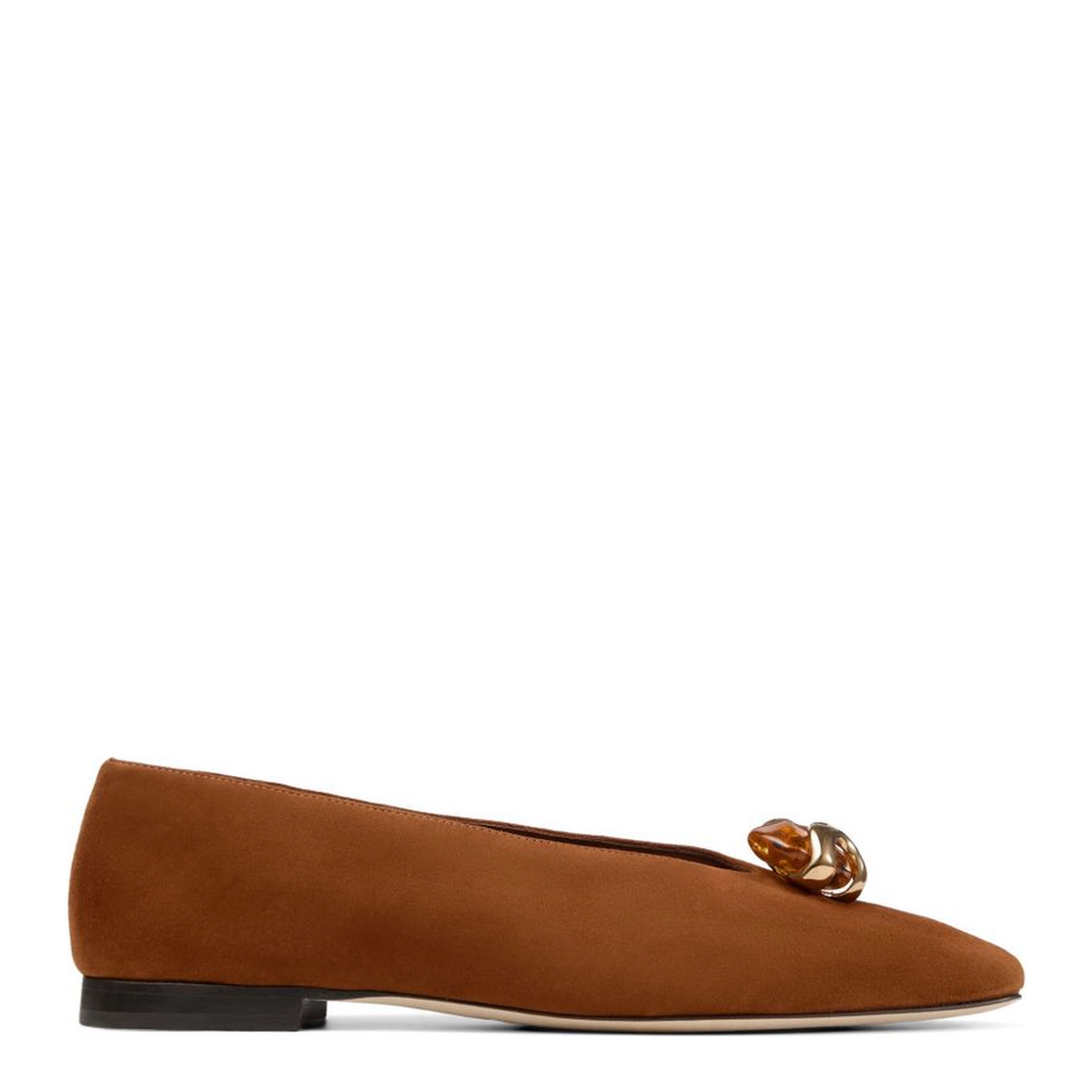 MAYFEYR - Jimmy Choo - Brown Appliqu Pointed Toe Flat Shoes - MARGOTFLATBSBTAN/AMBER