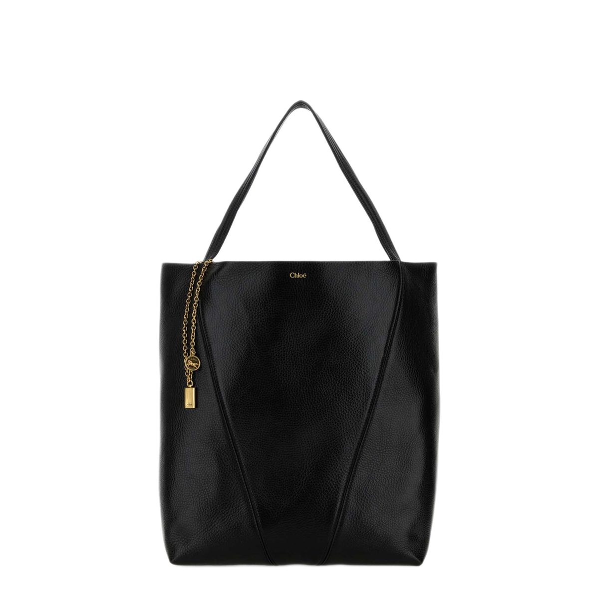 MAYFEYR - Chloè - Black Leather Large Spin Shopping Bag - CHC25SS810N84001