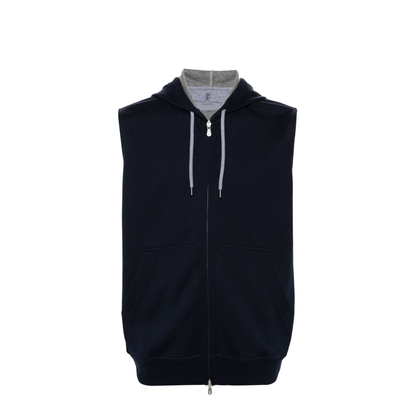 Sleeveless Sweatshirt With Zipper And Hood