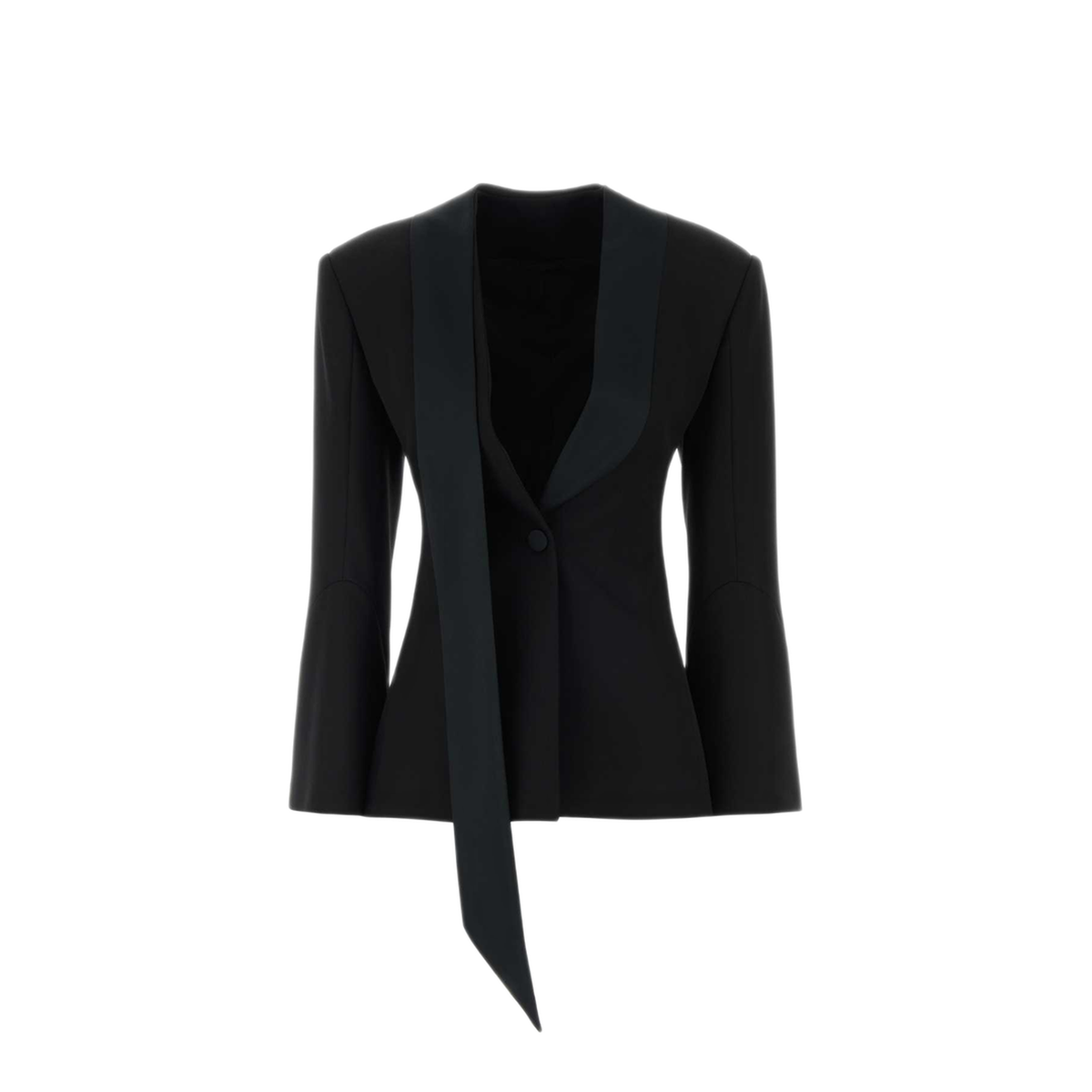 Black Virgin Wool Tuxedo Jacket With Satin Lapels