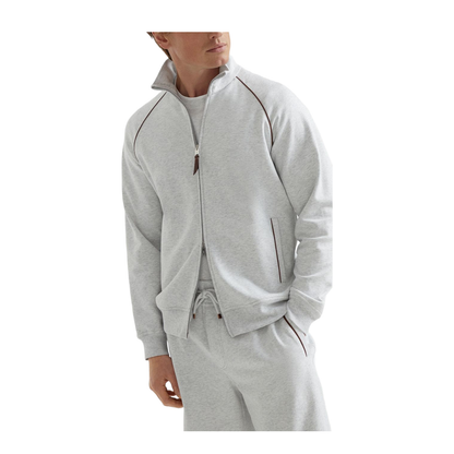 Zipped Cotton Sweatshirt - Grey